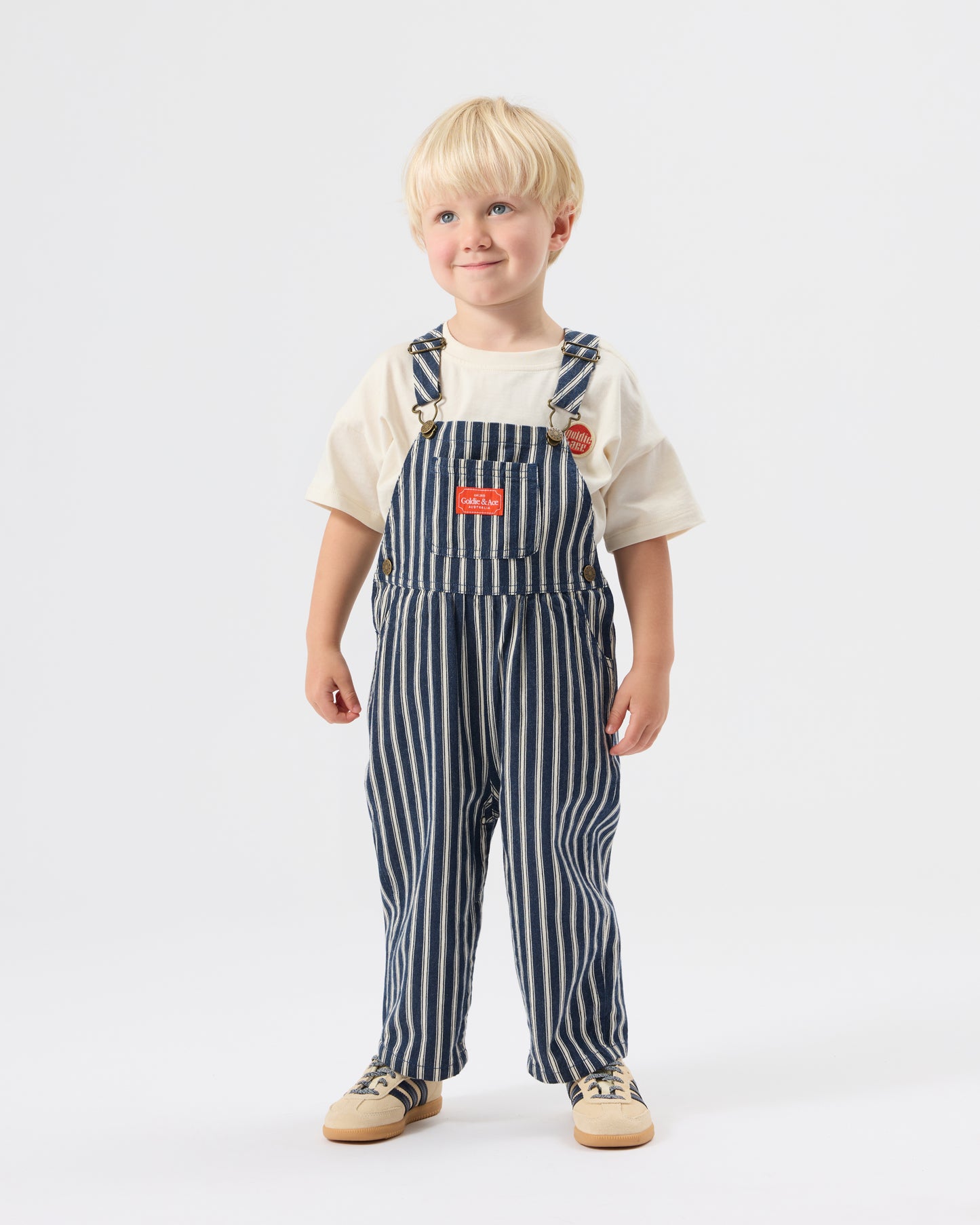 Goldie + Ace Railroad Stripe Austin Overalls