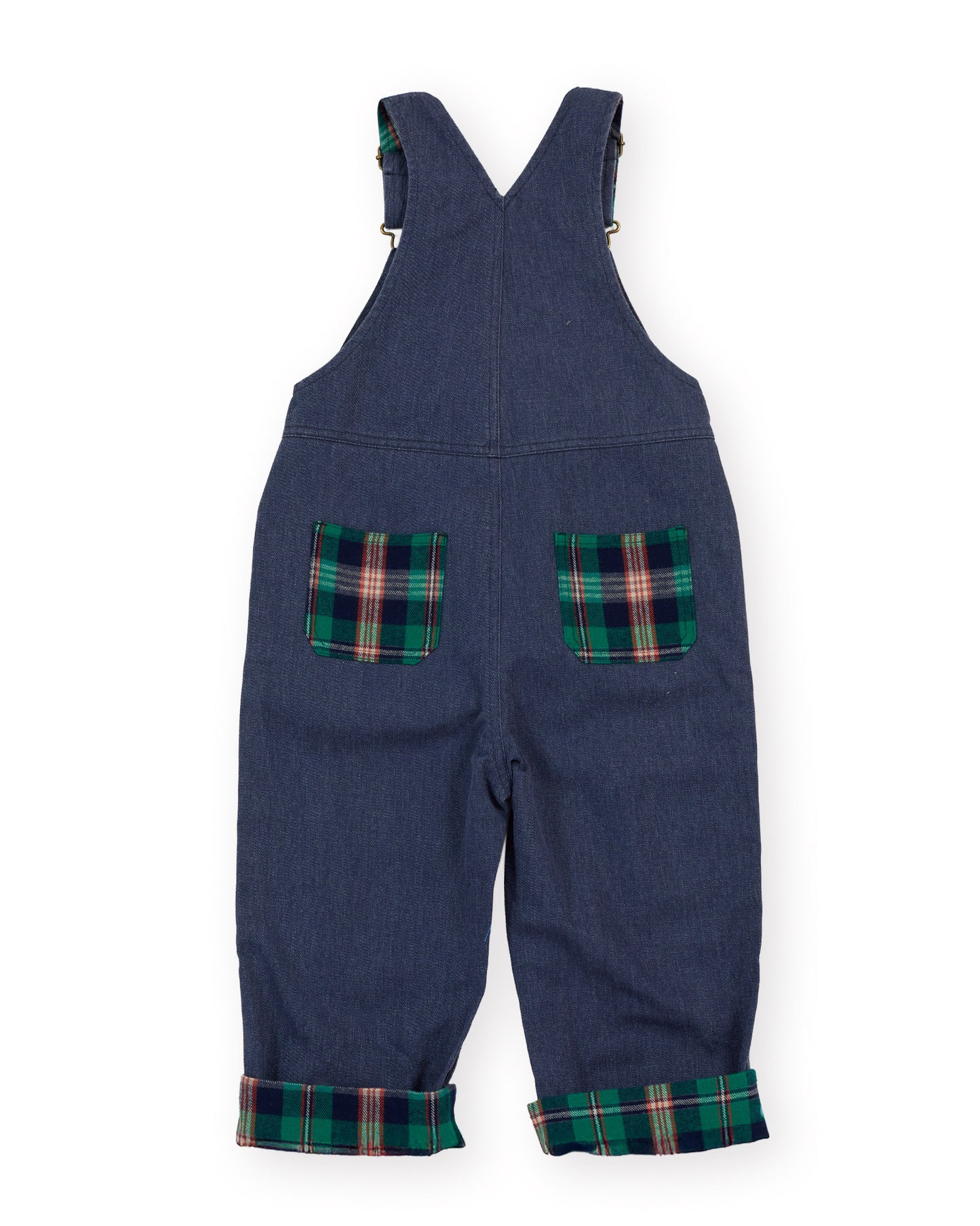 Goldie + Ace Austin Green Check Overalls