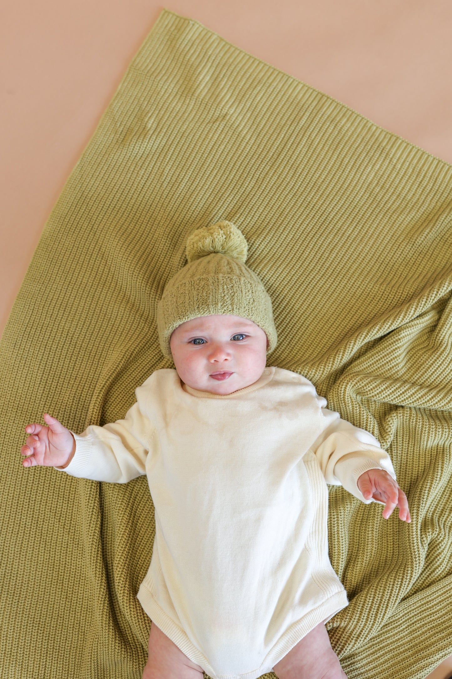 Grown Merino Pom Pom Beanie Sage