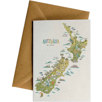 NZ Nature Map Greeting Card