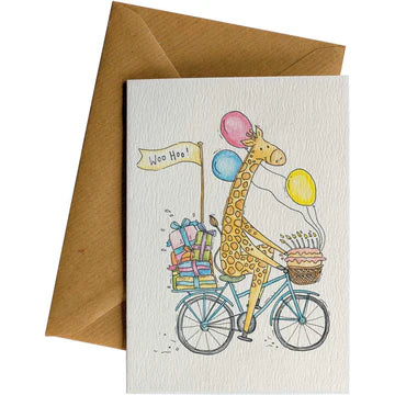 Giraffe Party Bike Card