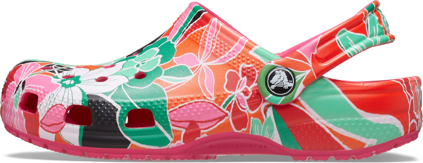 Crocs Classic Woodcut Floral Clog Kids/Youth Dragon Fruit