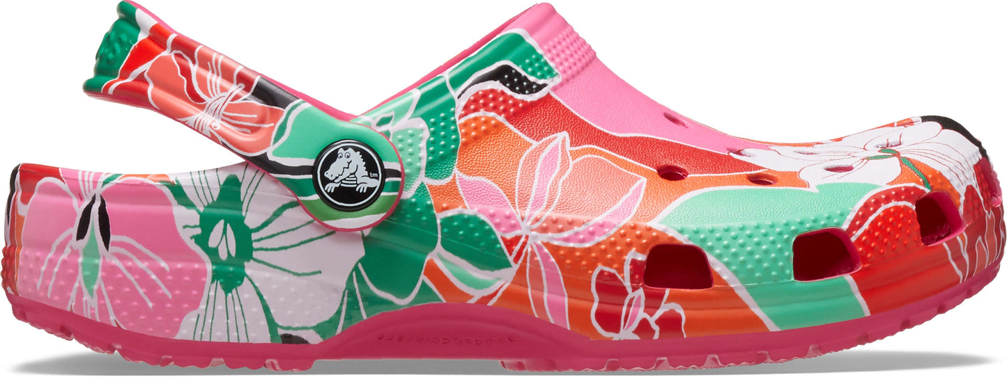 Crocs Classic Woodcut Floral Clog Kids/Youth Dragon Fruit
