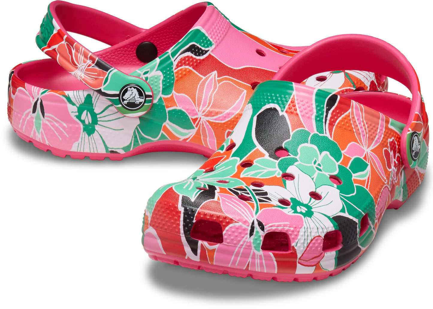 Crocs Classic Woodcut Floral Clog Kids/Youth Dragon Fruit