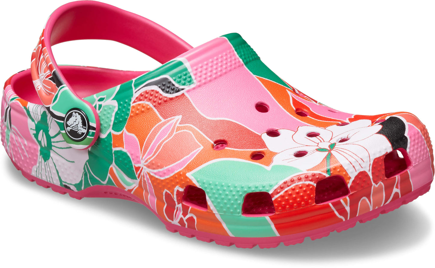 Crocs Classic Woodcut Floral Clog Kids/Youth Dragon Fruit