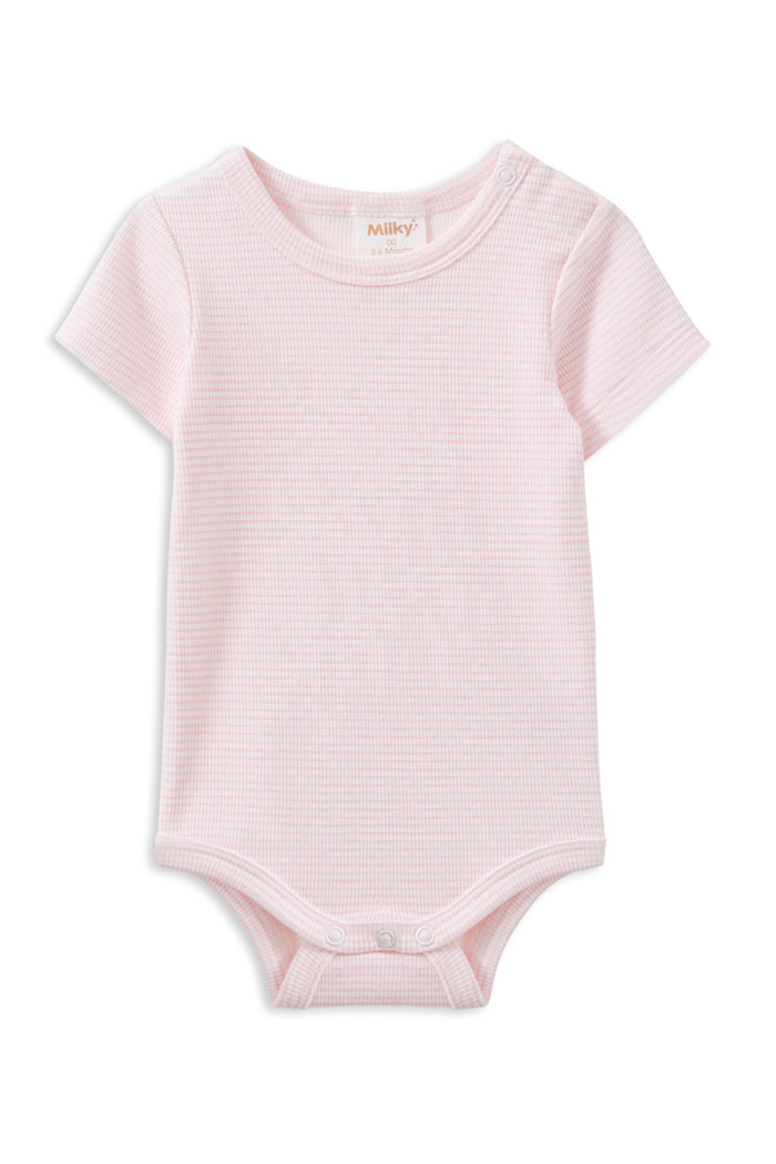 Milky Pink Stripe Rib Bubbysuit