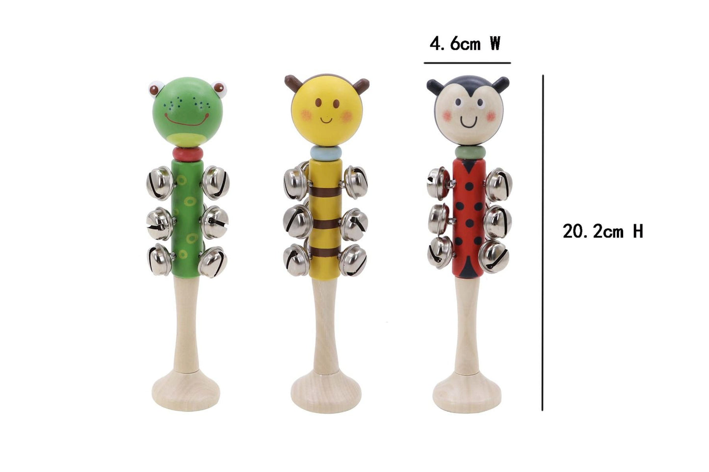 Wooden Bell Rings | Bee, Frog, Ladybug