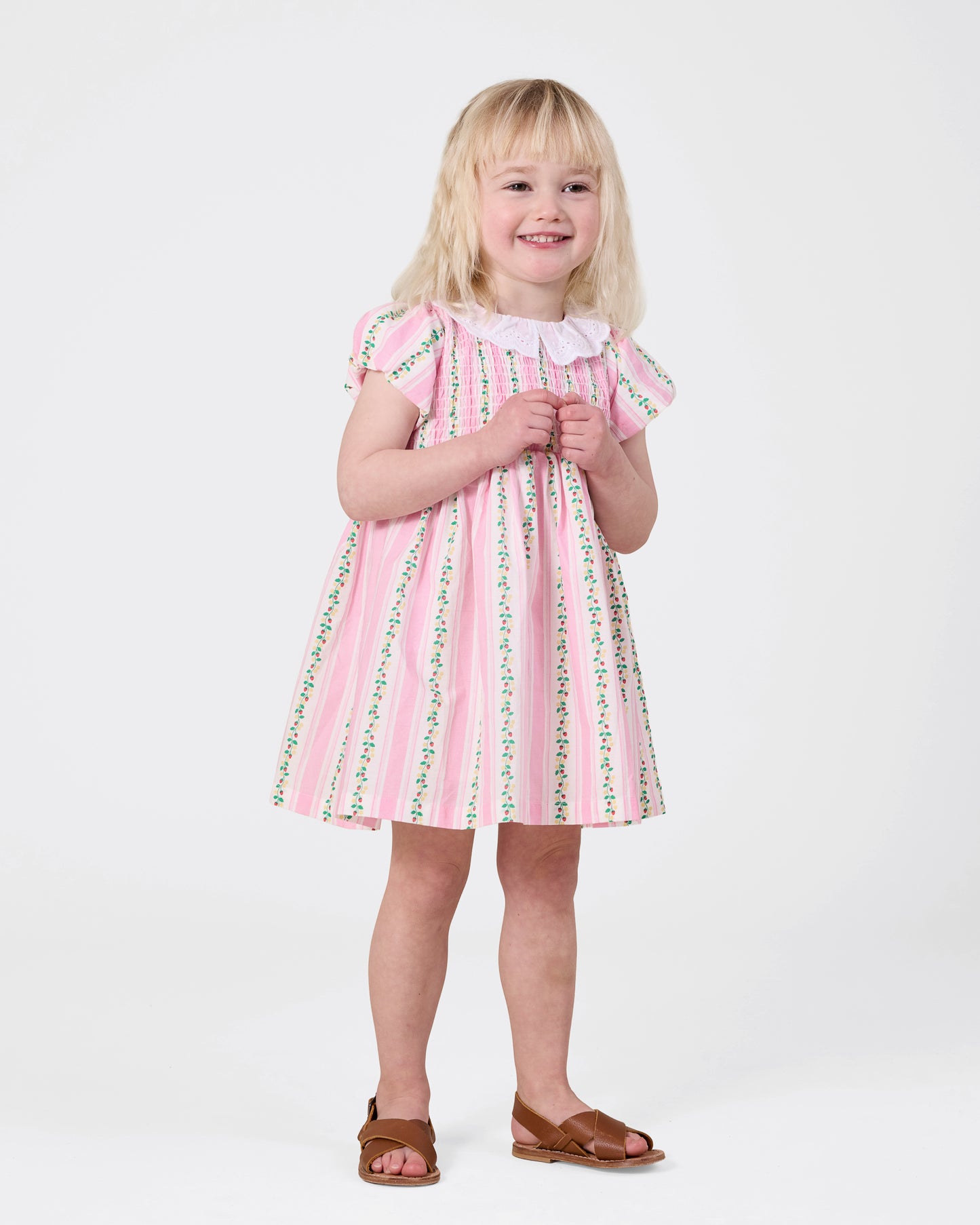 Goldie + Ace Antique Stripe Strawberry Flo Smocked Dress