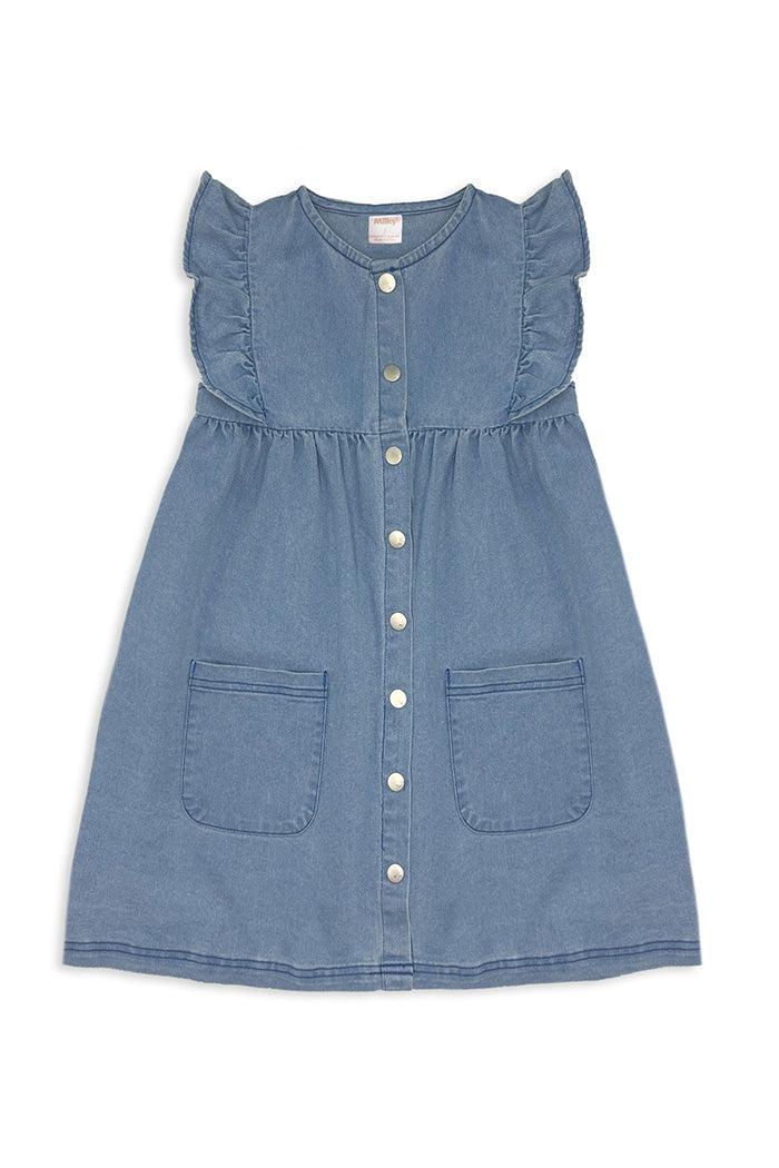 Milky Denim Frill Dress