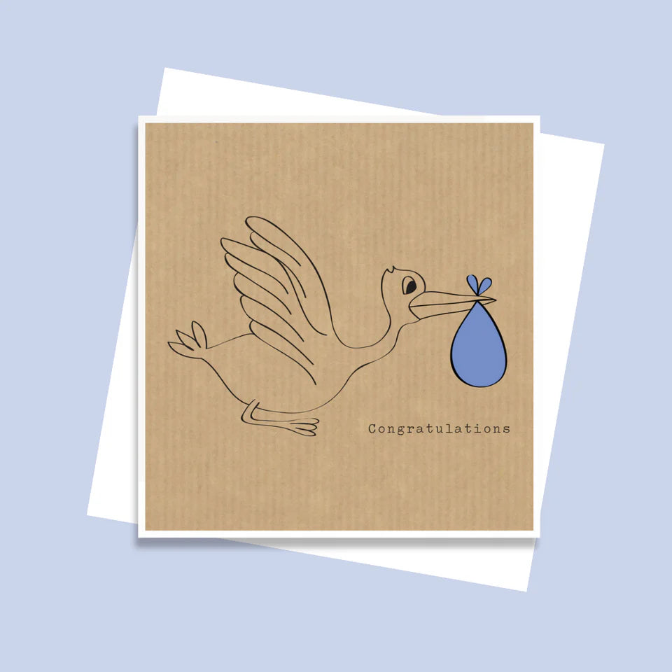 The Little Card Factory Blue Stork Card