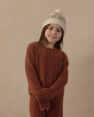 Rylee + Cru Scallop Cardigan Brick
