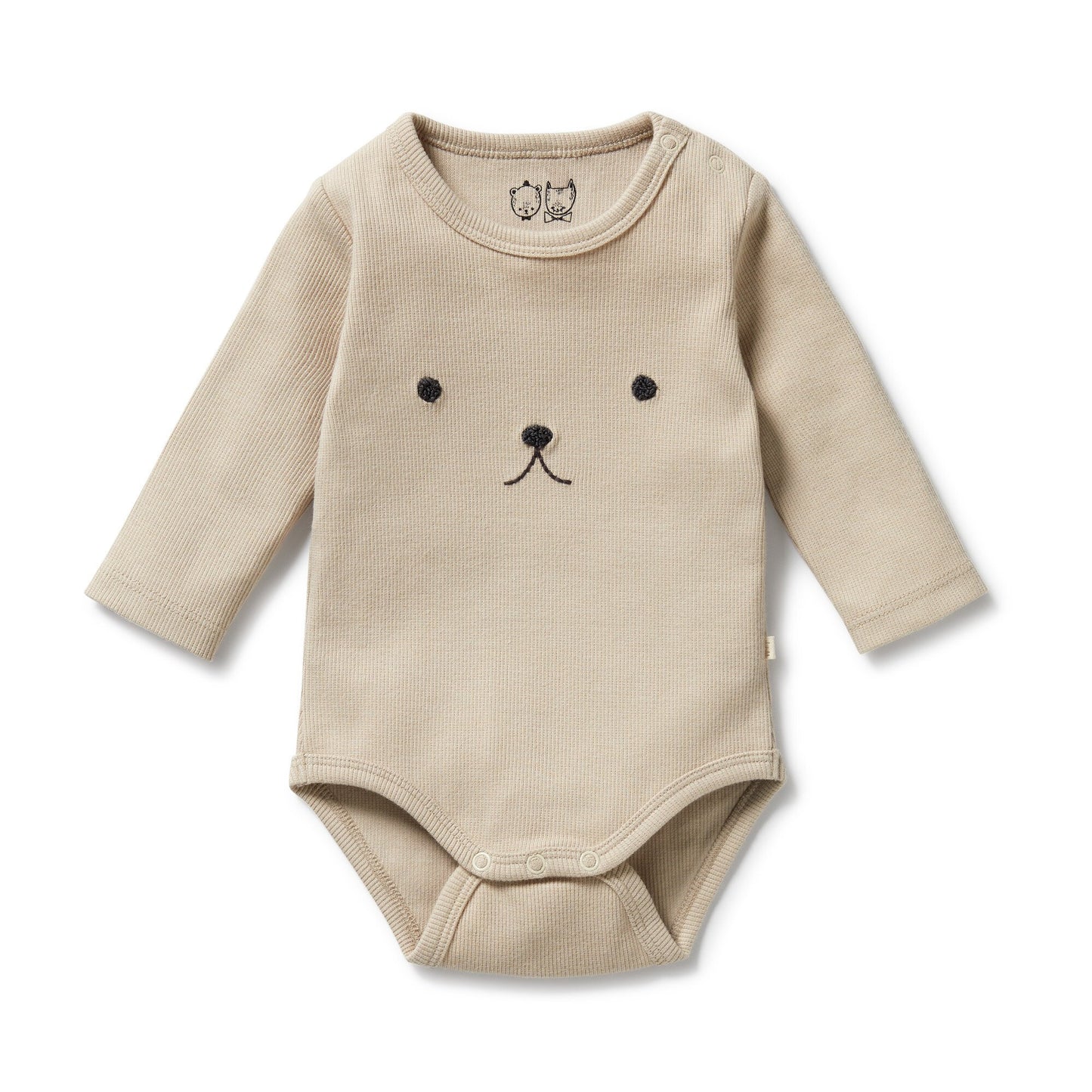Wilson & Frenchy Organic Rib Long Sleeved Bodysuit Biscuit