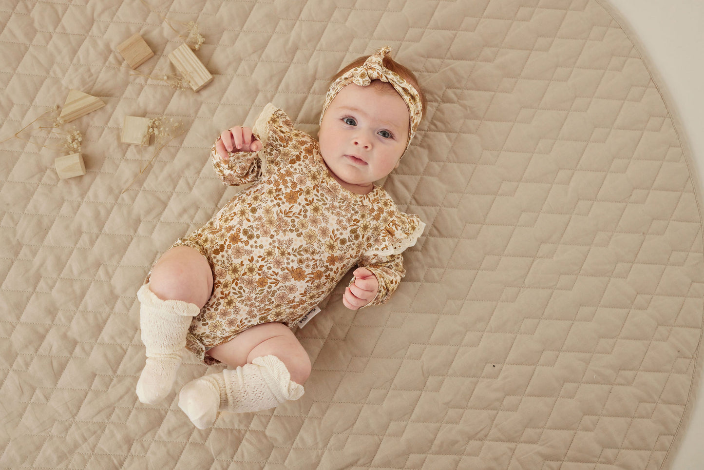 Aster & Oak Bailey Floral Flutter Onesie