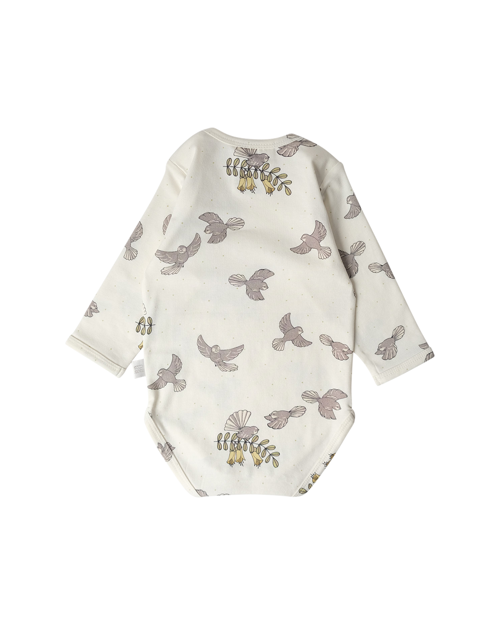 Babu Organic Cotton Long Sleeve Bodysuit Pīwakawaka