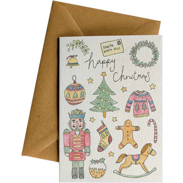 Happy Christmas Toys Greeting Card