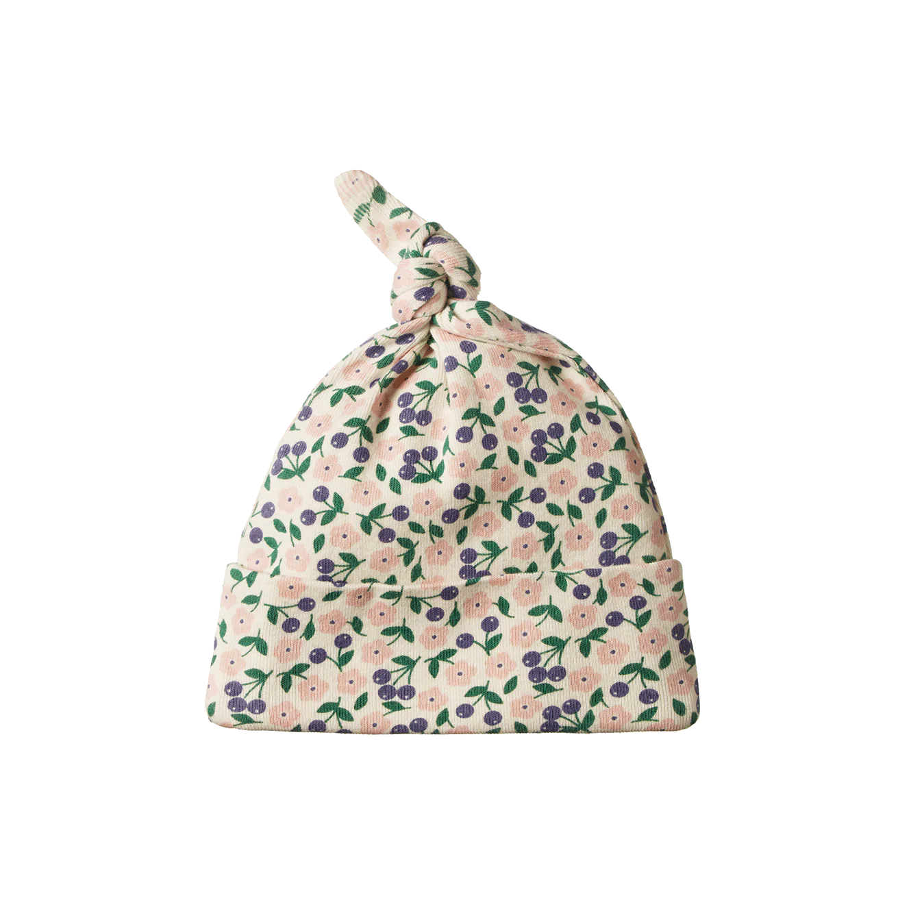 Nature Baby Cotton Knotted Beanie Briarwood Print