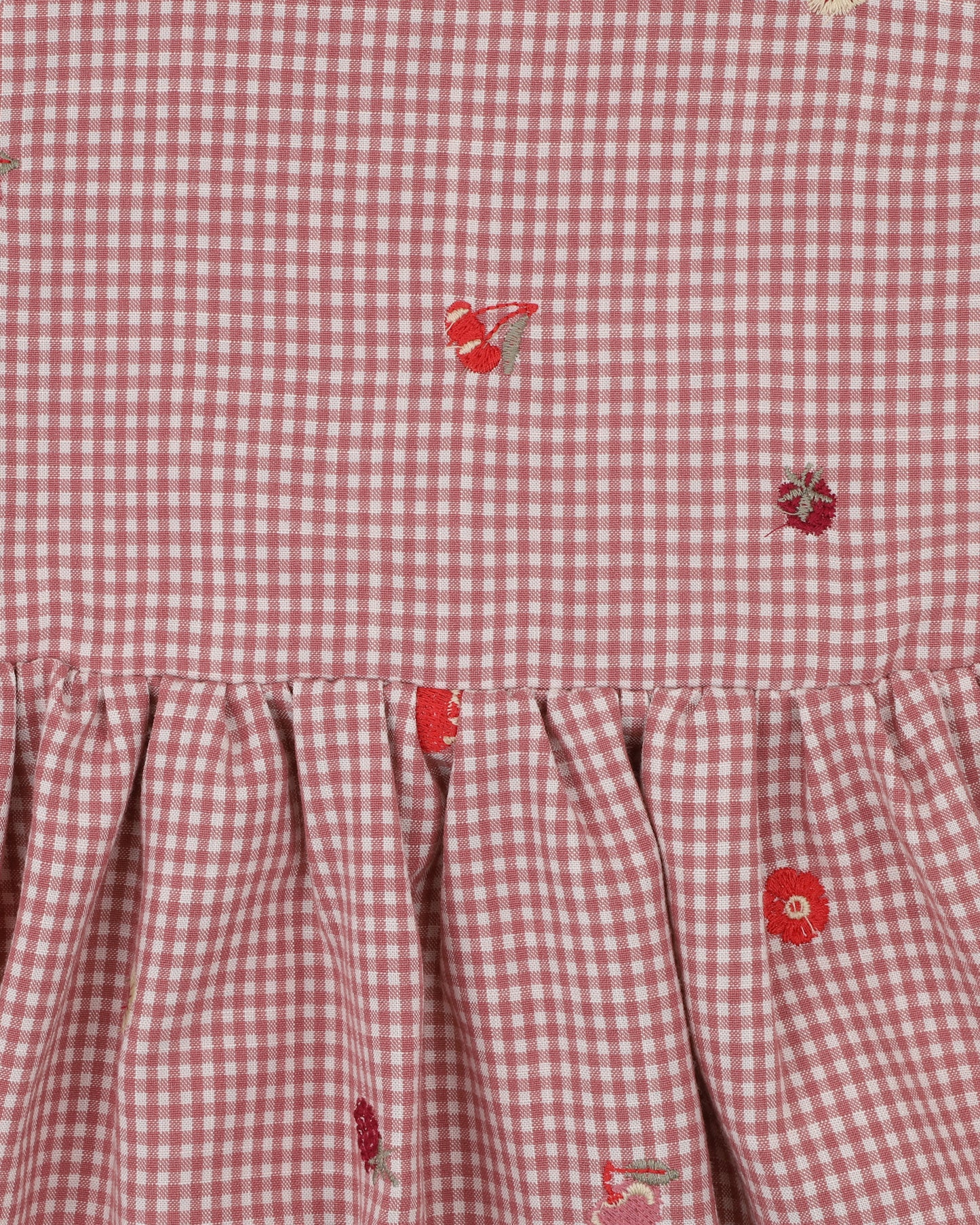 Minihaha Girls Orchard Bloom Embroidery Check Dress Dusty Pink