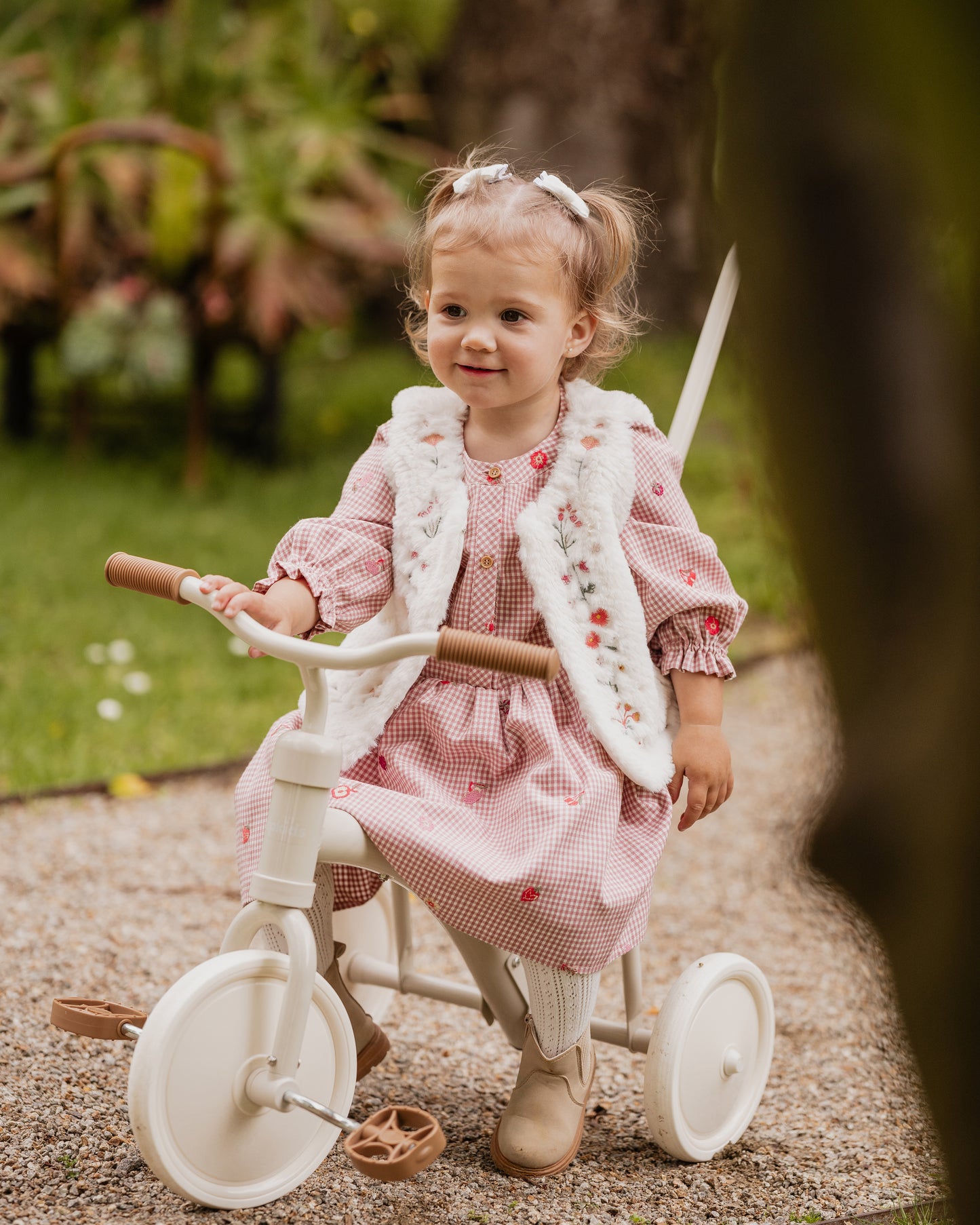 Minihaha Baby Orchard Bloom Embroidery Check Dress Dusty Pink
