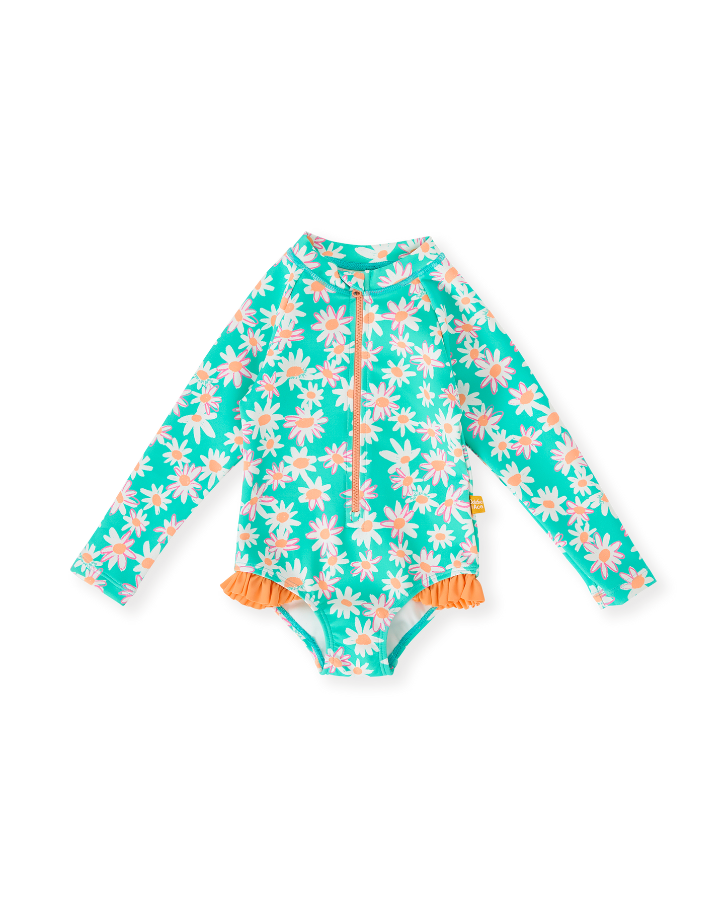 Goldie + Ace Daisy Patch Long Sleeve Frill Swimsuit