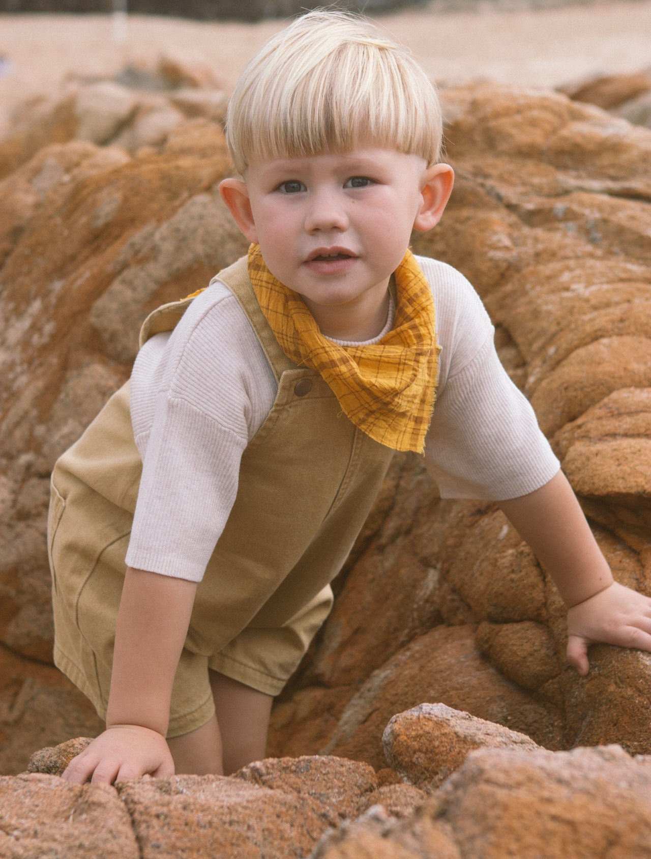 Grown Everyday Twill Short Overalls Mustard