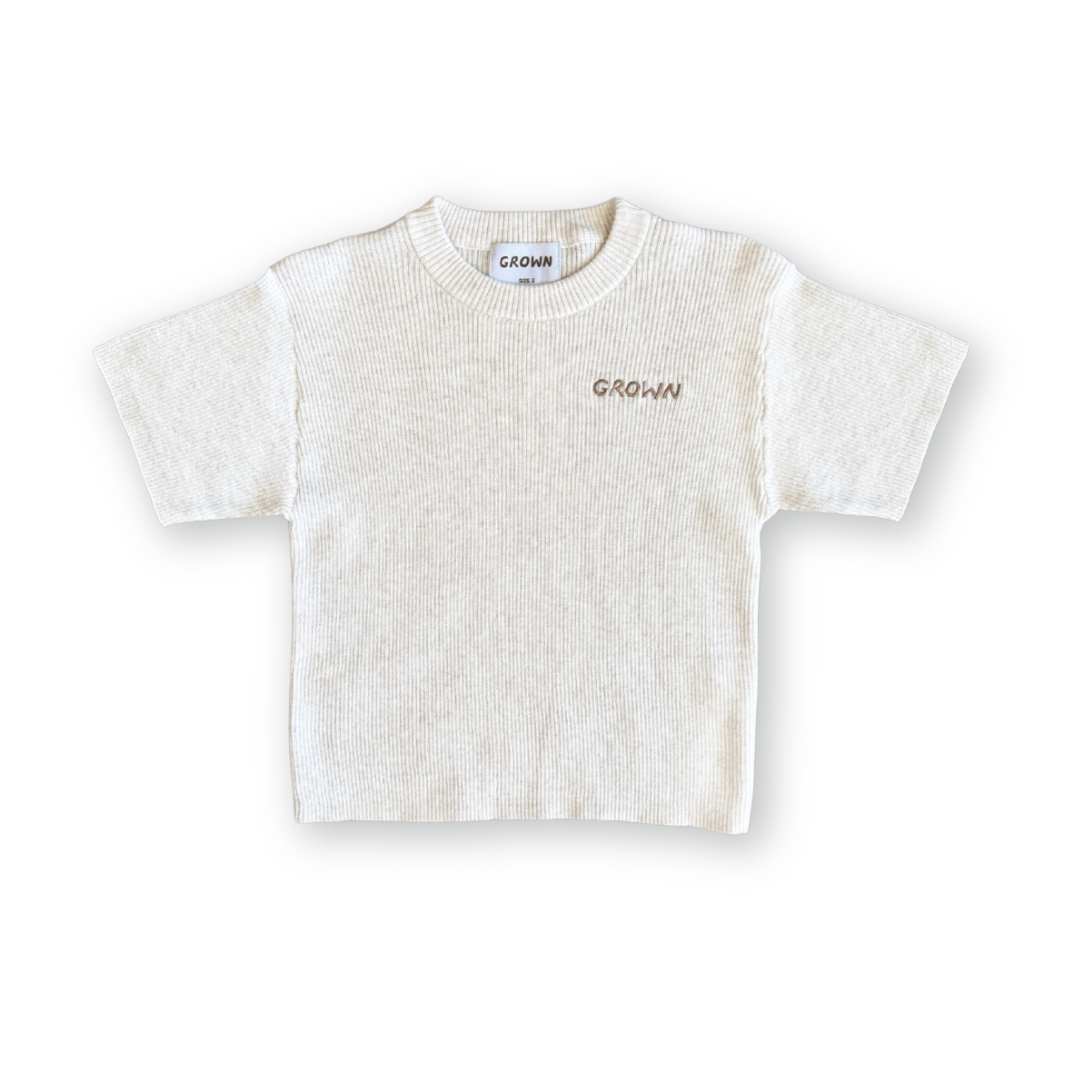 Grown Ribbed Knitted Logo Tee Coconut