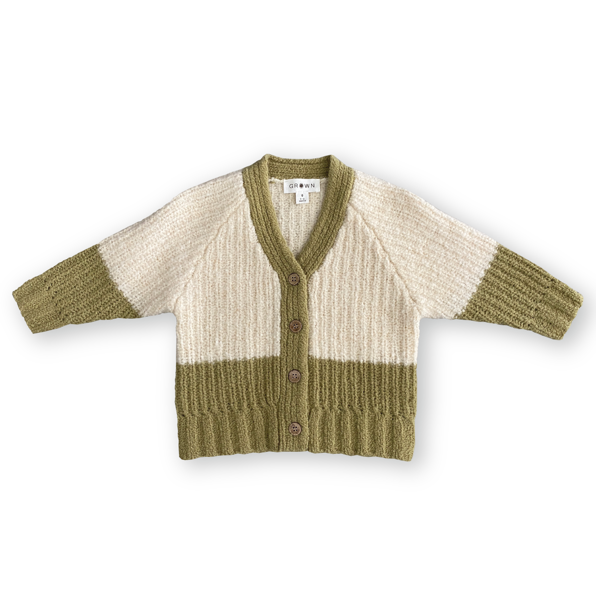 Grown Merino Wool Cardigan Sage/Milk