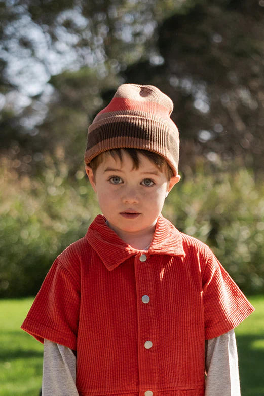 Grown Organic Striped Pixie Knit Beanie Earth