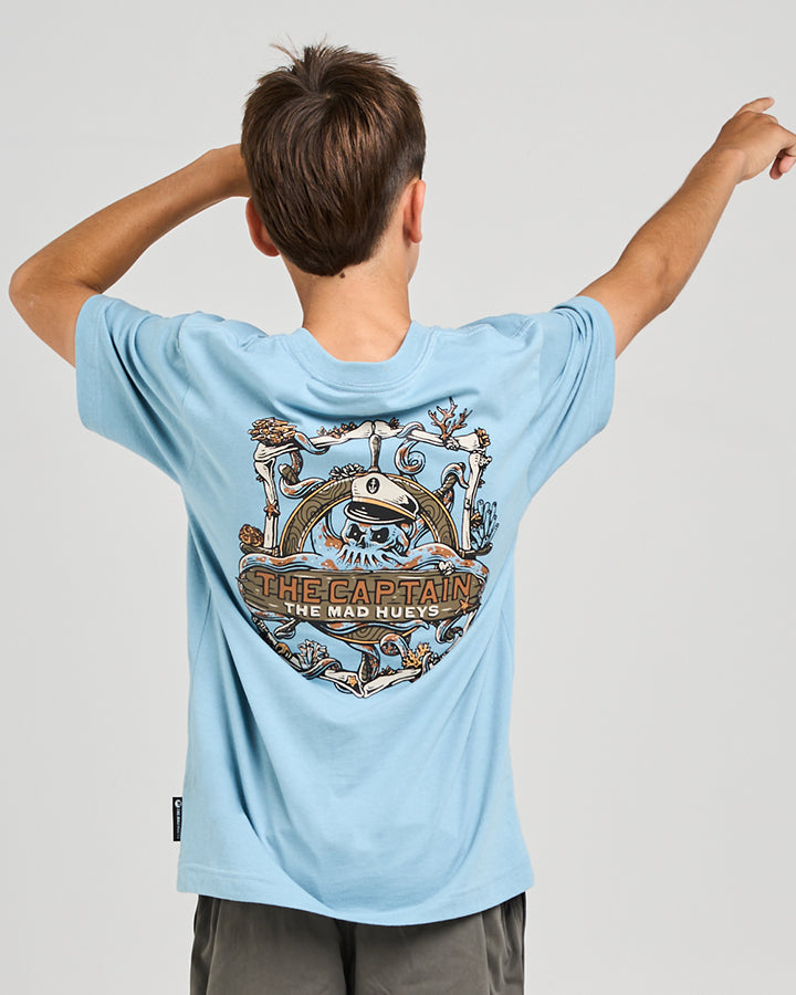 Mad Hueys The Sea Captain Tee Steel Blue