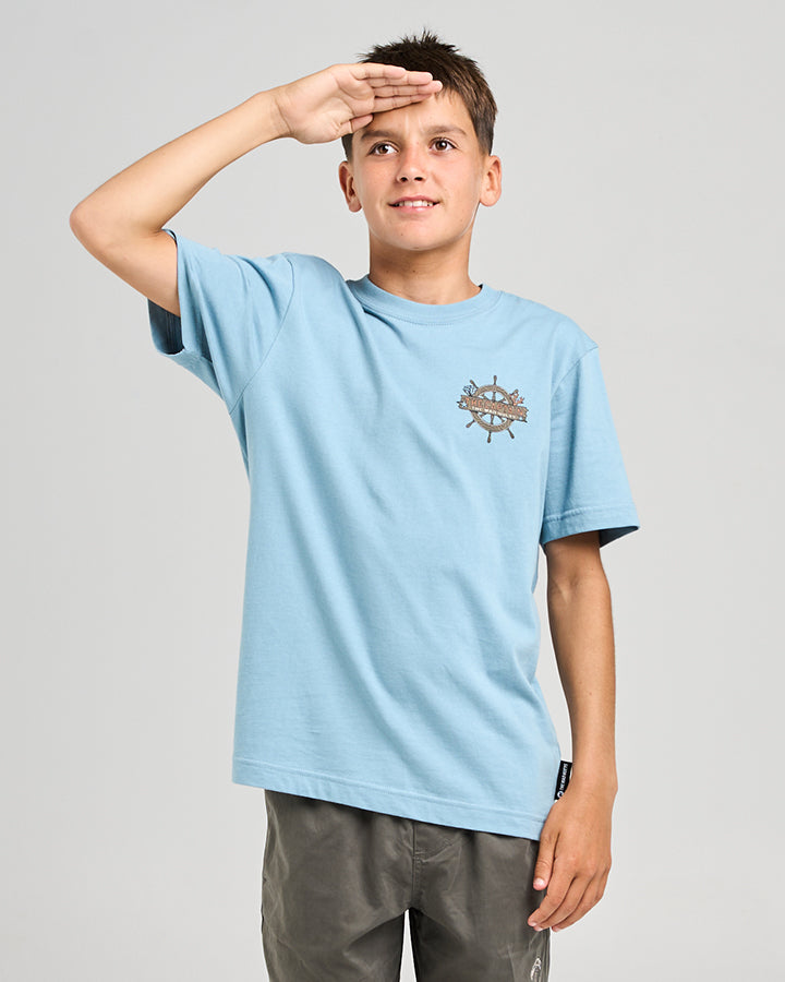 Mad Hueys The Sea Captain Tee Steel Blue