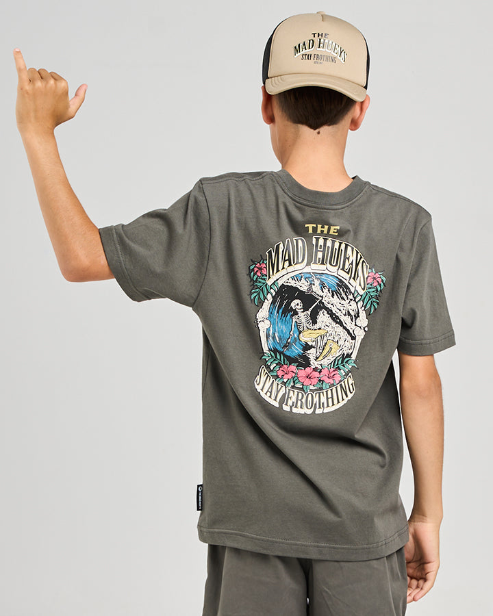 Mad Hueys Stay Frothing Tee Charcoal