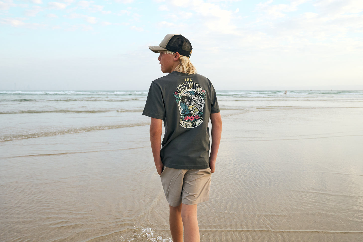 Mad Hueys Stay Frothing Tee Charcoal