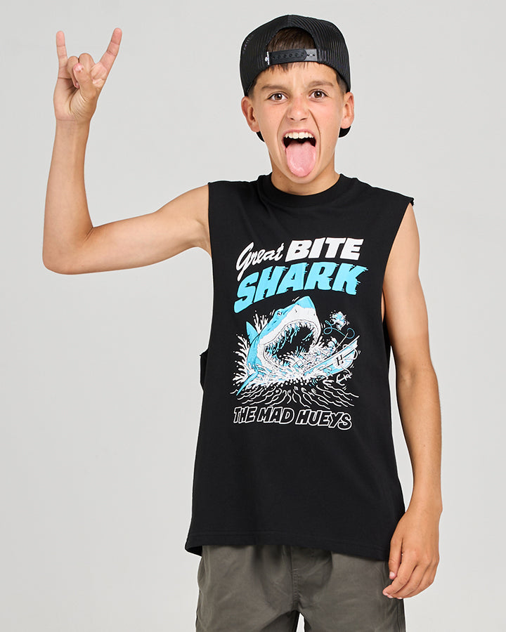 Mad Hueys Great Bite Shark Muscle Tee Black