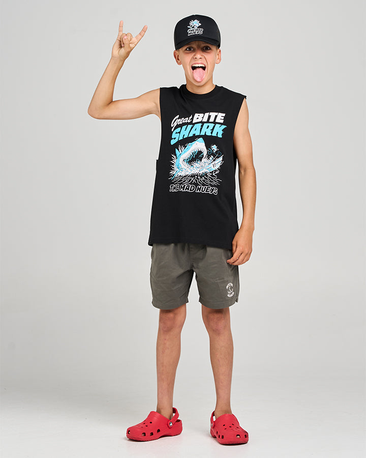 Mad Hueys Great Bite Shark Muscle Tee Black