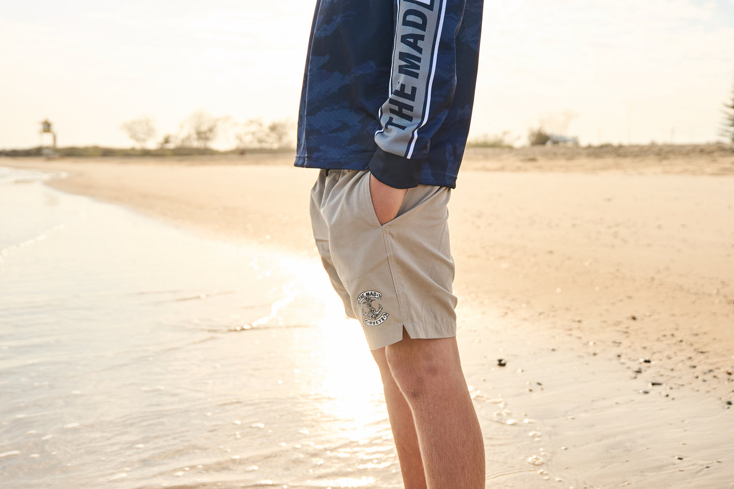 Mad Hueys Skull Anchor Swim Volley Short Taupe