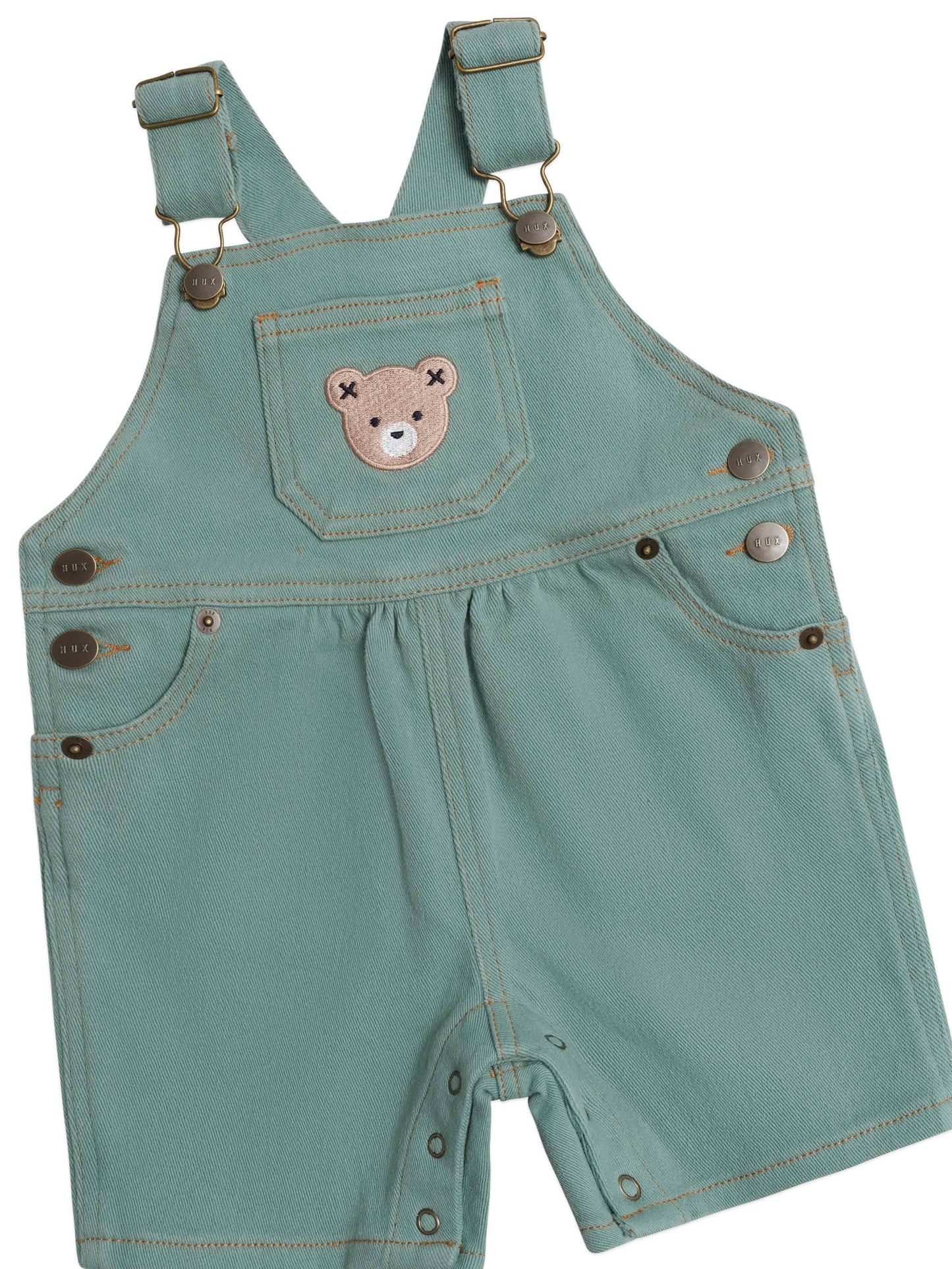 Huxbaby Denim Short Overall Green