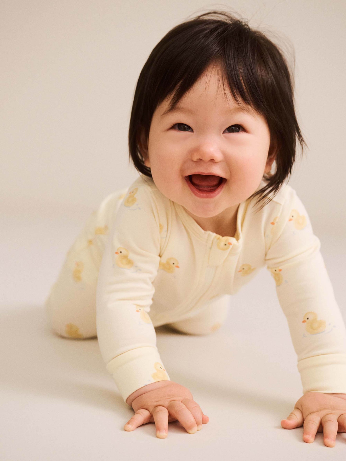 Huxbaby Rubber Ducky Zip Romper Butter