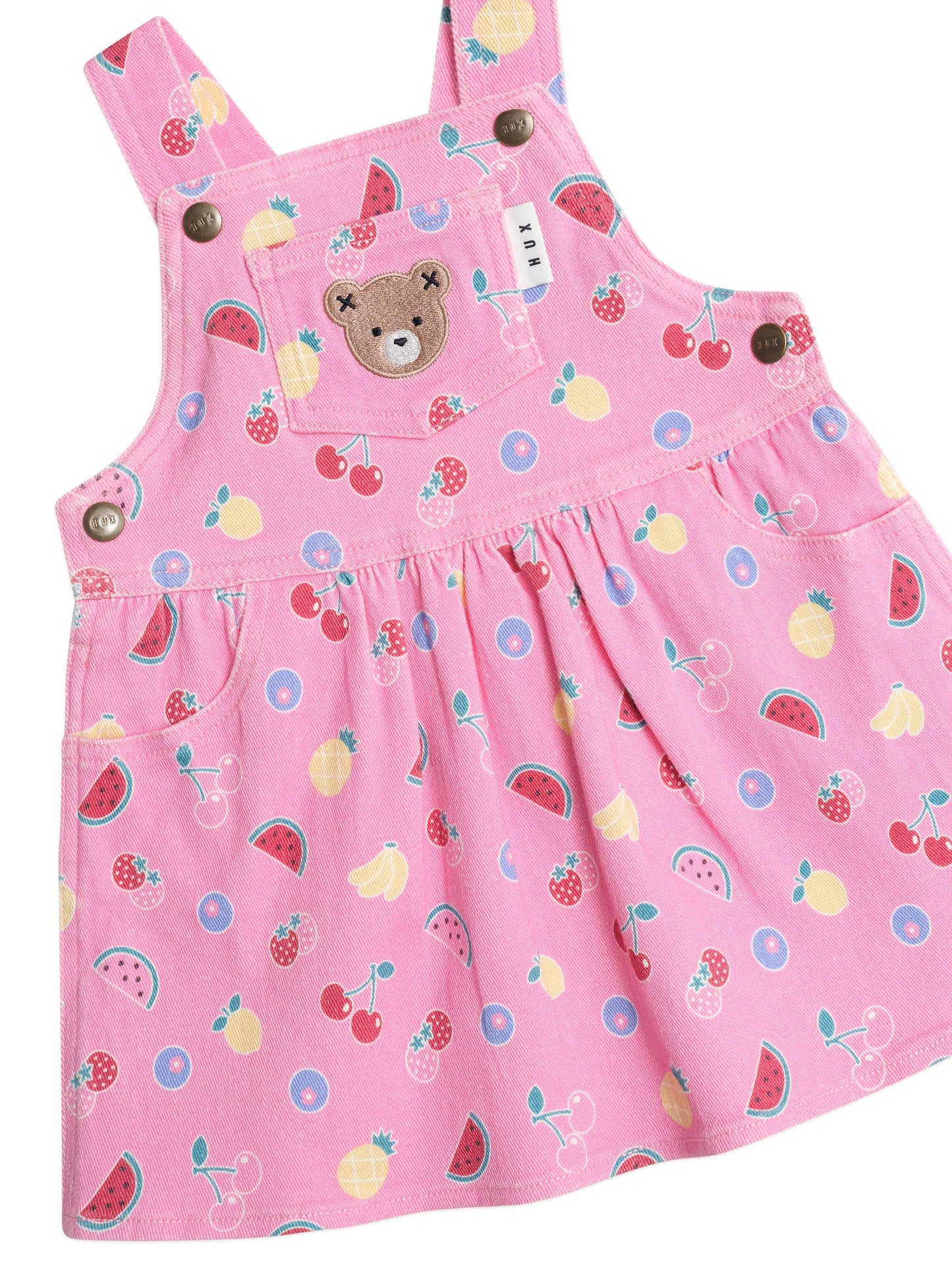 Huxbaby Pink Fruit Emoji Pinafore Dress