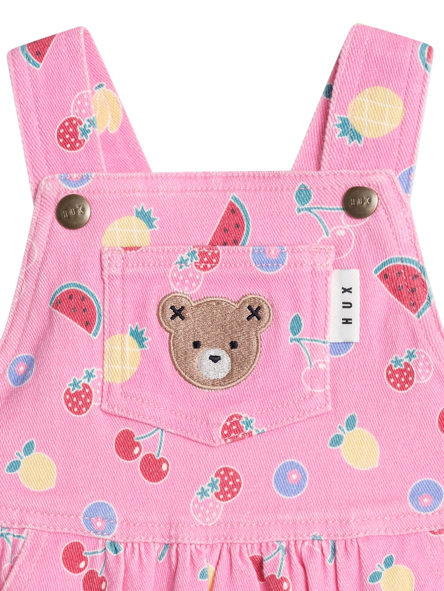 Huxbaby Pink Fruit Emoji Pinafore Dress