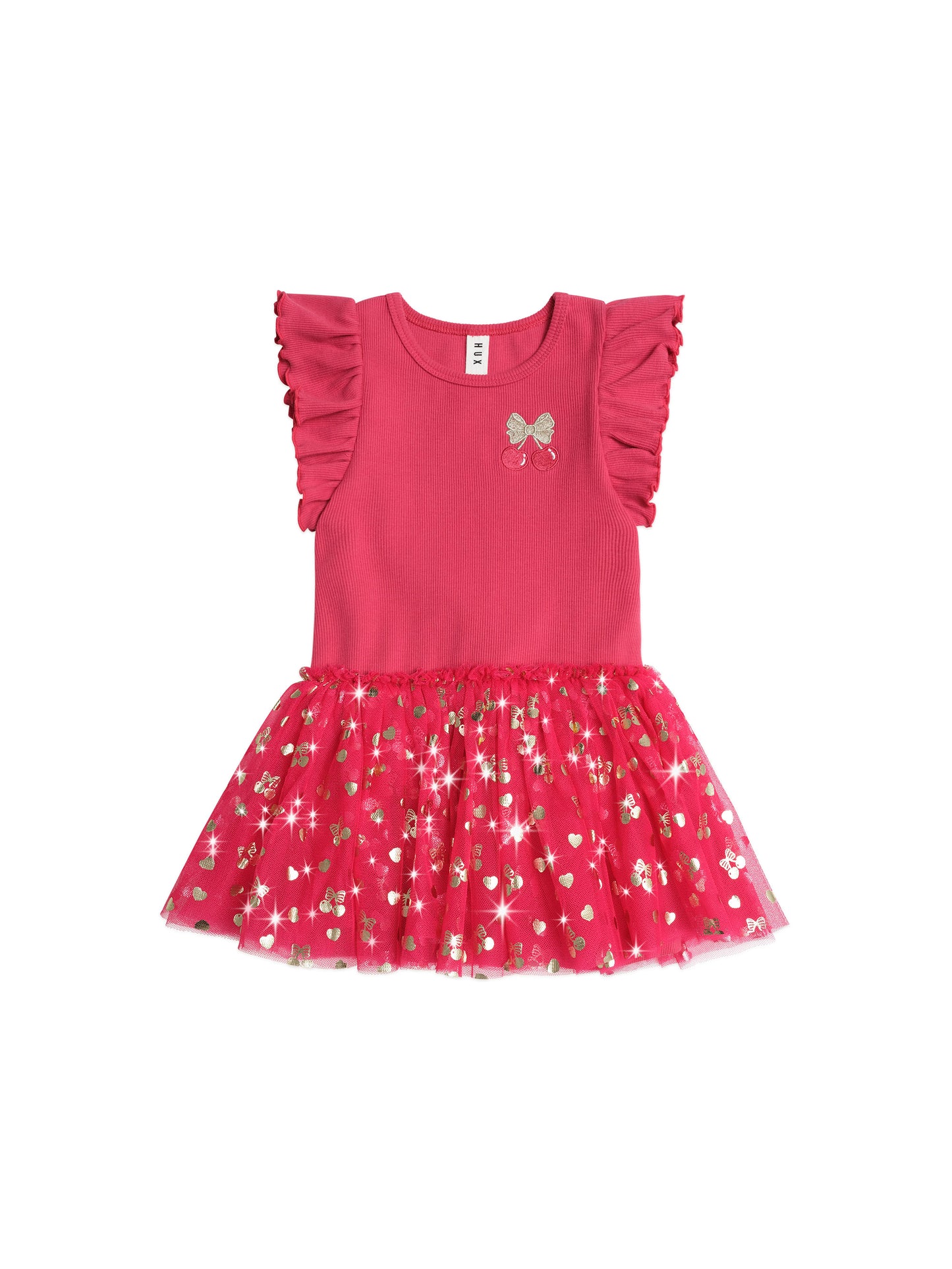 Huxbaby Golden Cherry Pie Rib Tulle Dress