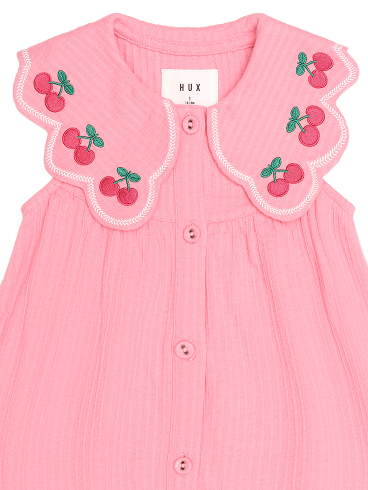 Huxbaby Cherry Embroidery Collar Dress