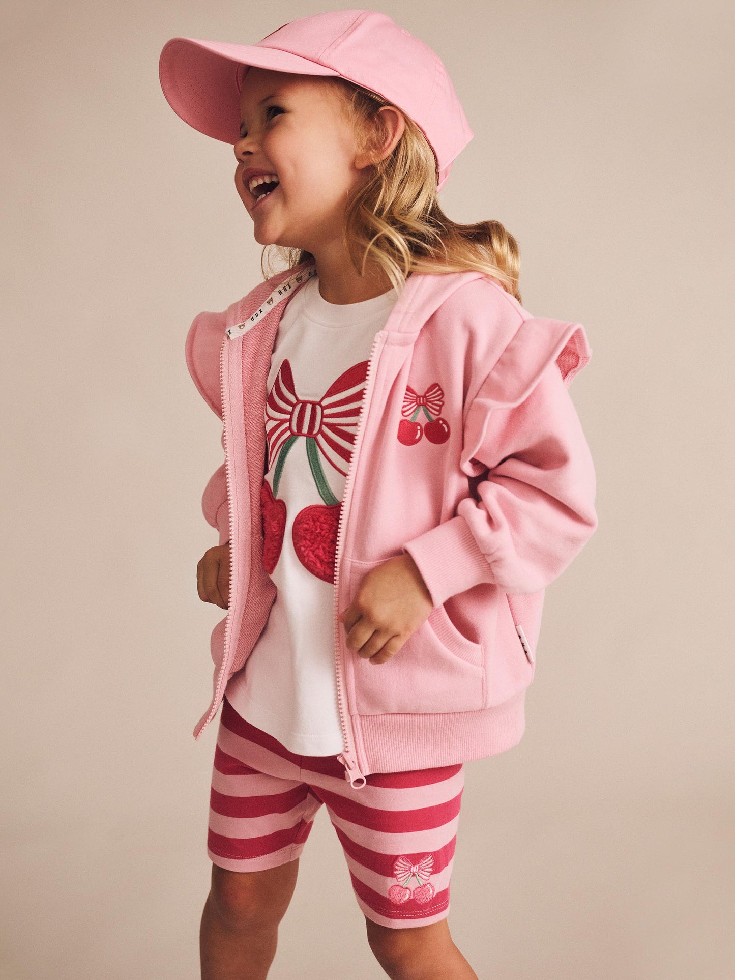 Huxbaby Zip Up Frill Hoodie Apricot