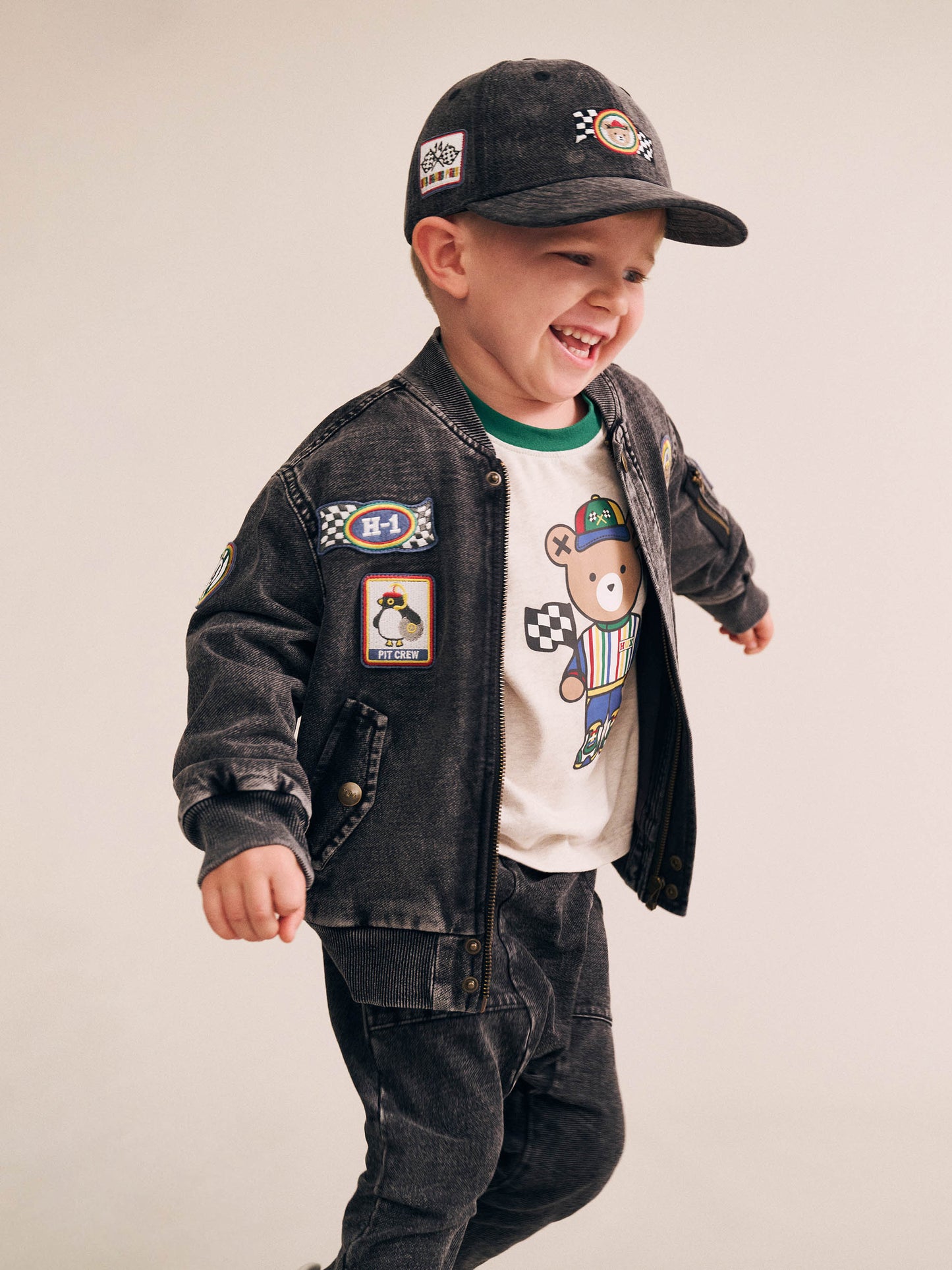 Huxbaby Black Knit Denim Patches Jacket