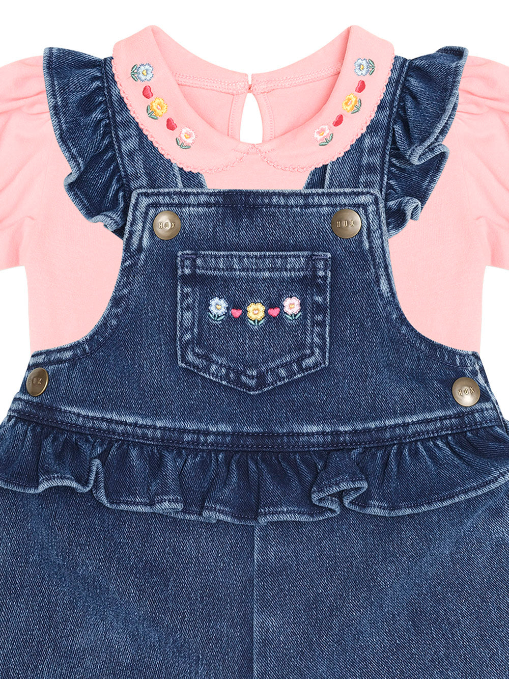Huxbaby Floral 2Pc Denim Set Vintage Pink