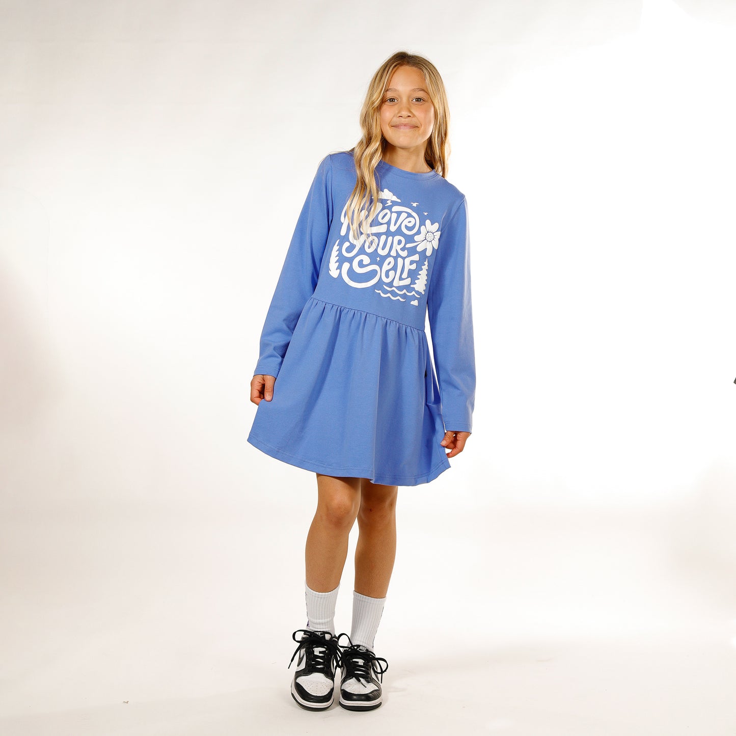 Hello Stranger Long Sleeve Monday Dress Blueberry