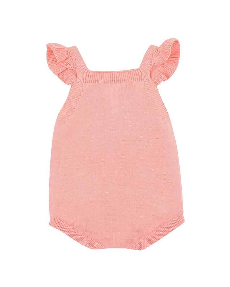 Minihaha Songbird Embroidered Knitted Bodysuit Shell Pink