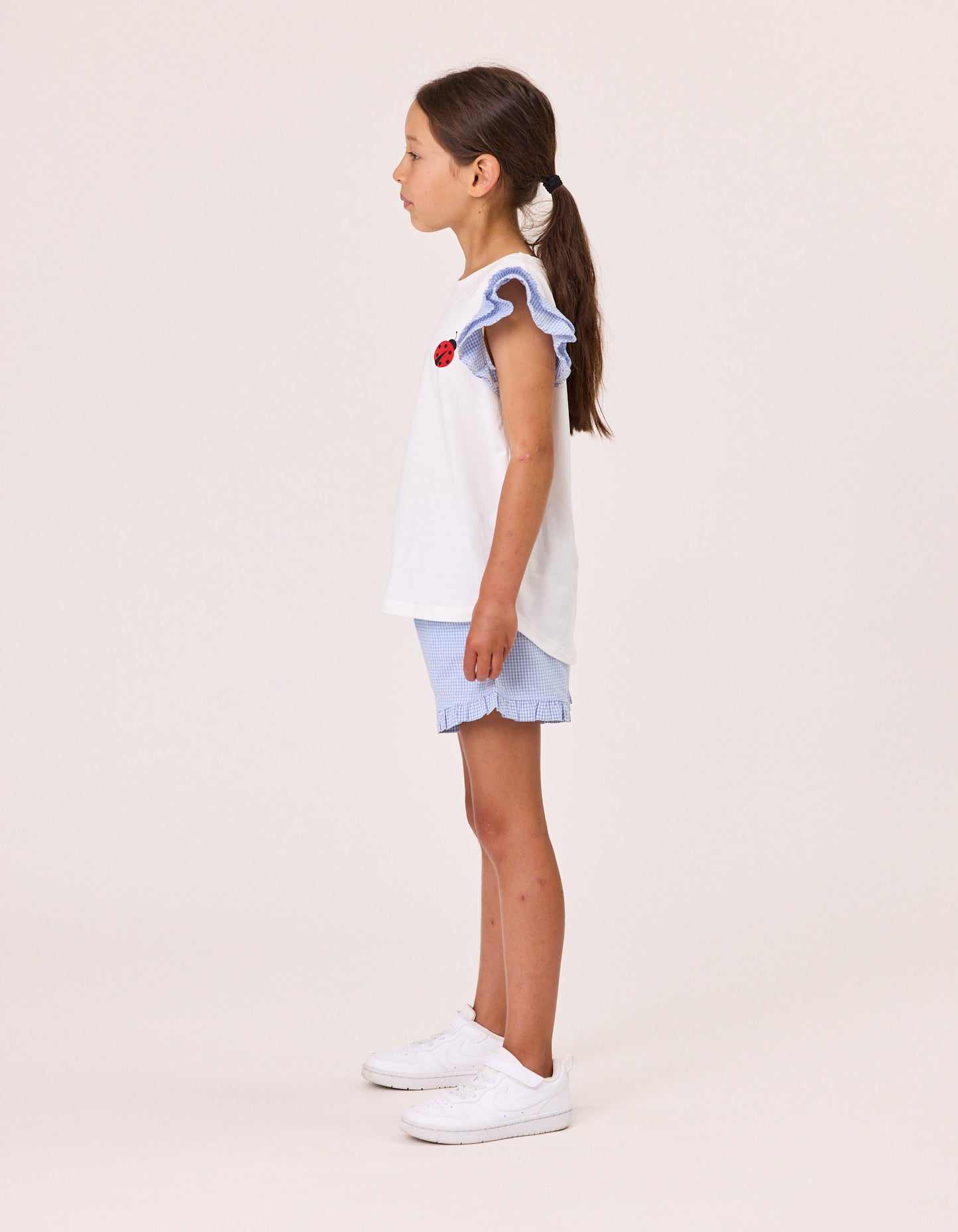 Kissed By Radicool Kids Ladybird Gingham Frill Short Sleeve Tee
