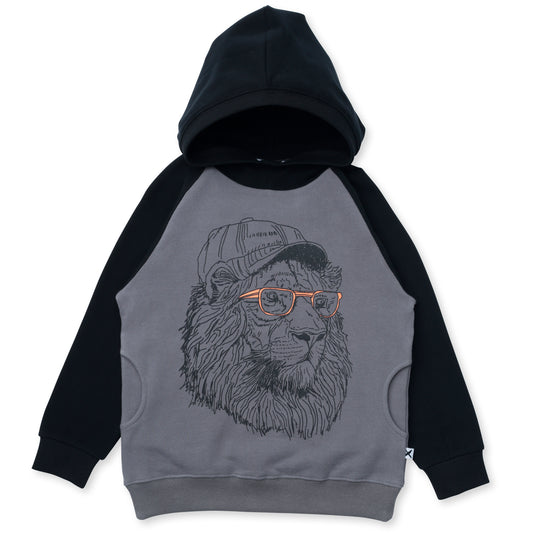 Minti Cool Lion Furry Hood Dark Grey | Black