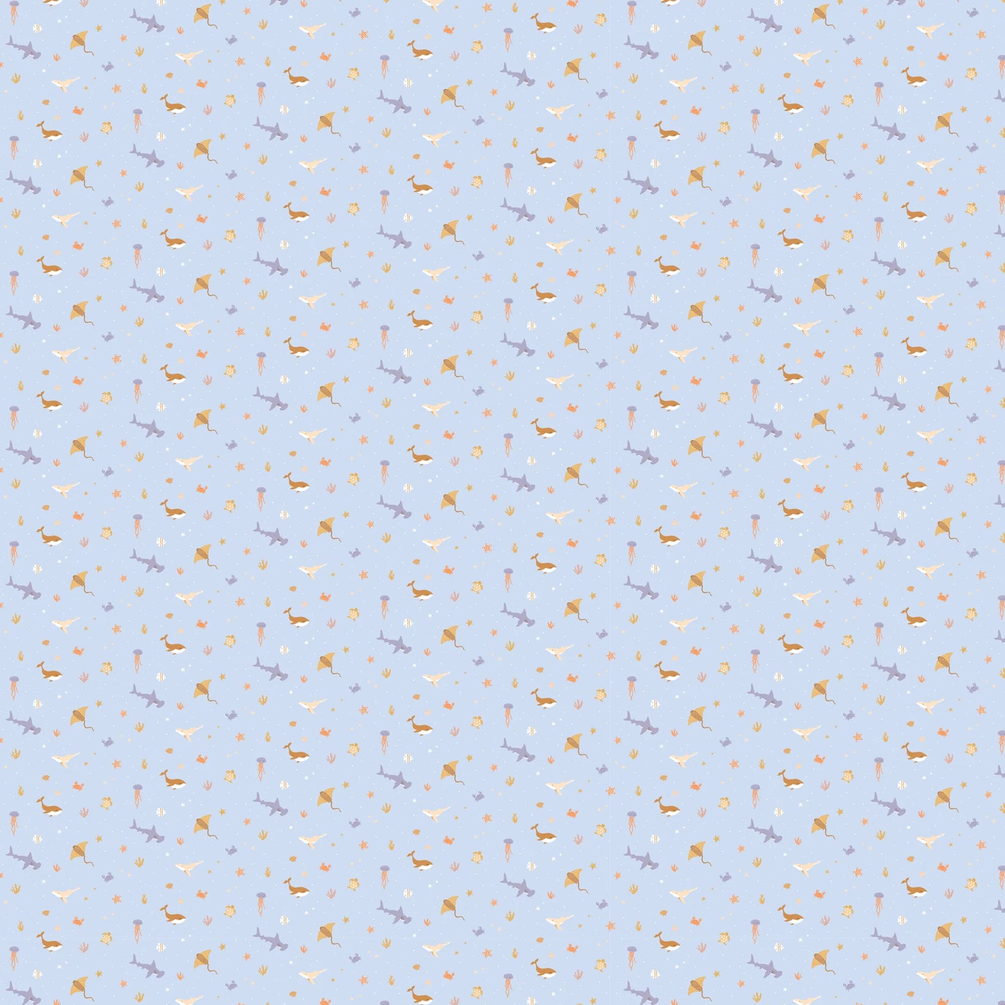 Fox & Fallow Ocean Creatures Sky Organic Muslin Wrap