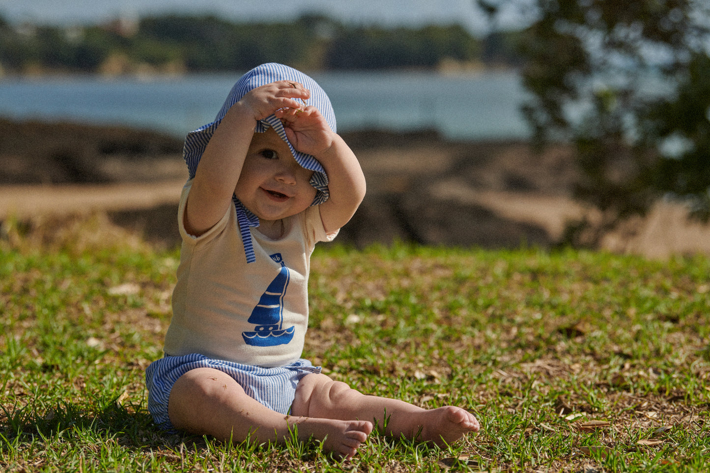 Nature Baby Stretch Jersey Short Sleeve Bodysuit Sail Boat Print