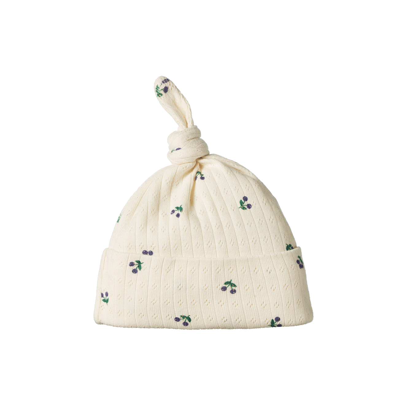 Nature Baby Cotton Knotted Beanie Pointelle Winter Berry Print